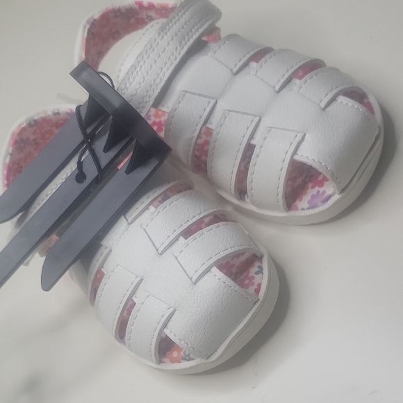 Wonder Nation White Kids Sandals with Floral Interior - Picture 6 of 6